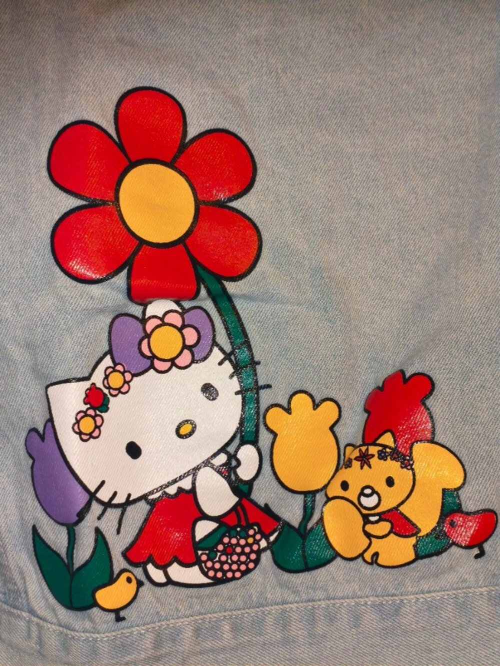 🩵 SHEIN x Hello Kitty & Friends Light Wash Denim Jacket – Size S